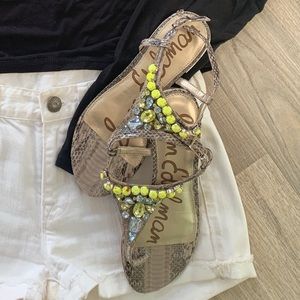 Sam Edelman Jeweled Snakeskin Sandals